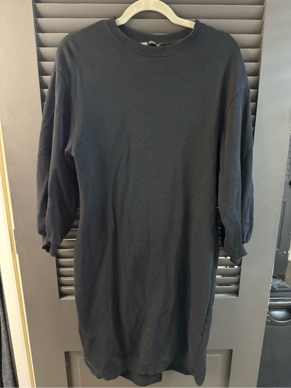 Zara Black Crewneck Sweatshirt Dress